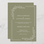 Elegante bloemenrijke salie groene bruiloft uitnod kaart (Voorkant / Achterkant)