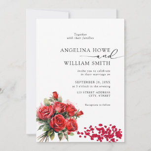 Elegante bloemenromantische bruiloft uitnodiging