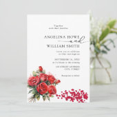 Elegante bloemenromantische bruiloft uitnodiging (Staand voorkant)