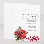 Elegante bloemenromantische bruiloft uitnodiging (Voorkant / Achterkant)