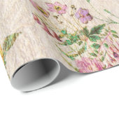 Elegante bloemenromantische roze bruiloft wilde bl cadeaupapier (Rol Hoek)