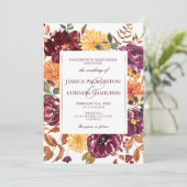 Elegante bloemenromantische rustieke Bourgondische Kaart (Staand voorkant)