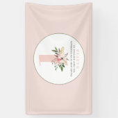 Elegante bloemenroze girly verjaardagsfeestje  spandoek (Verticaal)