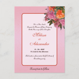 Elegante bloemenroze pioen eenvoudig briefkaart