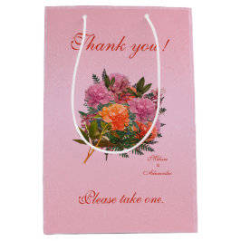 Elegante bloemenroze pioen eenvoudig medium cadeauzakje