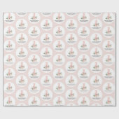 Elegante bloemenroze verjaardagsfeestje servetten cadeaupapier (Vlak)