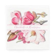 Elegante bloemenroze Waterverf Magnolia bruiloft