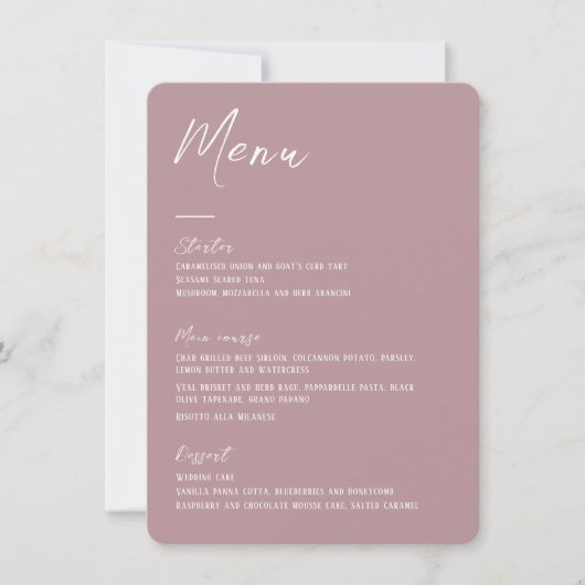 Elegante bloemenroze Wedding Menu kaart (Voorkant)