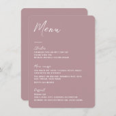 Elegante bloemenroze Wedding Menu kaart (Voorkant / Achterkant)