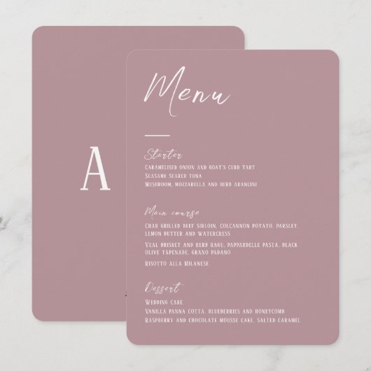 Elegante bloemenroze Wedding Menu kaart (Voorkant / Achterkant)