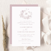 Elegante bloemenrozenkrans bruiloftsmonogram kaart