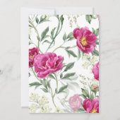 Elegante bloemenrustieke bordeaux roze bruiloft kaart (Achterkant)