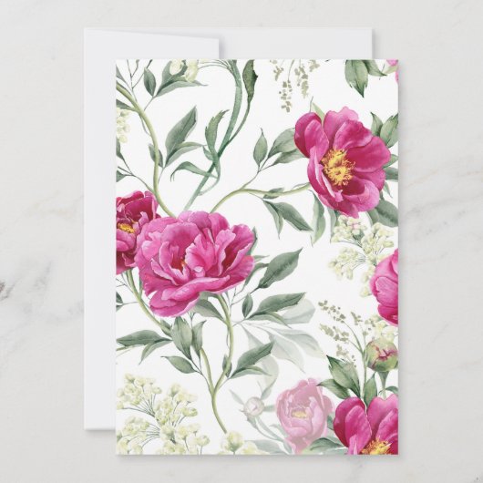 Elegante bloemenrustieke bordeaux roze bruiloft kaart (Achterkant)