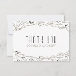 Elegante bloemenrustieke bruiloft bedankkaart