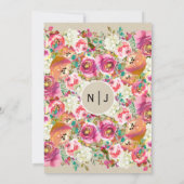 Elegante bloemenrustieke chique kraft monogram bru kaart (Achterkant)