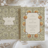 Elegante  Bloemensalie en Koraal Bruiloft Kaart