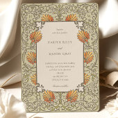 Elegante  Bloemensalie en Koraal Bruiloft Kaart