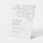 Elegante bloemensalie Groene bruiloft Open Bar Reclamebord Met Voetstuk (Voorkant)
