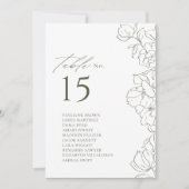 Elegante bloemensalie groene tafel zitgrafiek kaart (Voorkant)