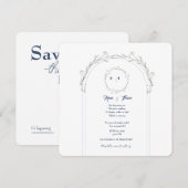 Elegante bloemensave the date – platte trouwkaart save the date (Voorkant / Achterkant)