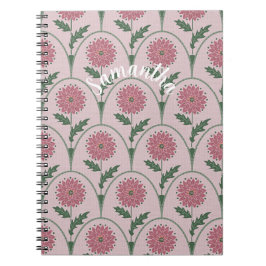 Elegante bloemenschaal & aangepaste naam op stoffi notitieboek