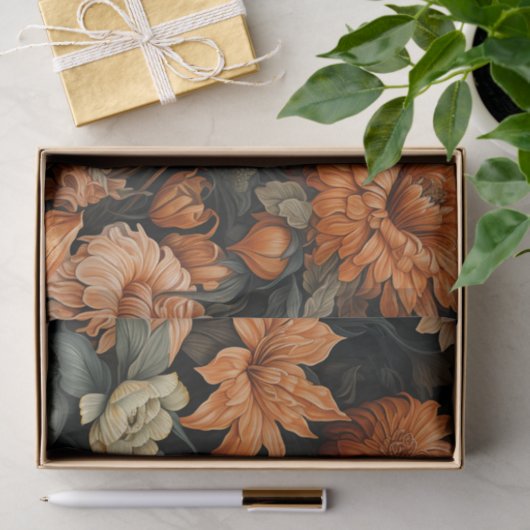 Elegante bloemenschedel Halloween Tissuepapier (Geschenk)