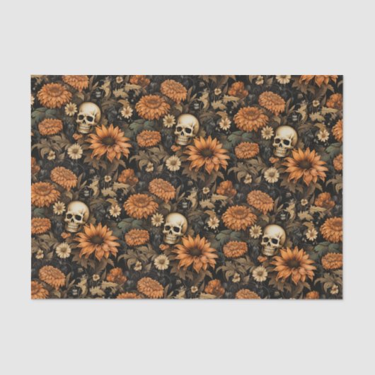  Elegante Bloemenschedel Tissuepapier (Voorkant)