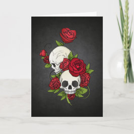 Elegante Bloemenschedels Dia de los Muertos Kaart