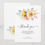 Elegante bloemenschildering in waterverf Bruidsboe Bedankkaart (Voorkant / Achterkant)