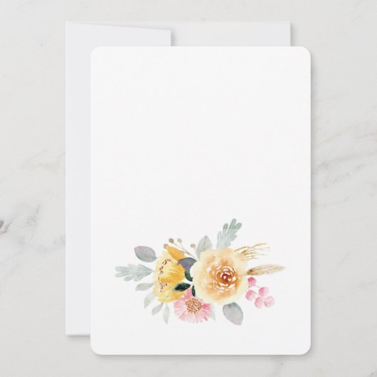 Elegante bloemenschildering in waterverf bruidsbor bedankkaart (Achterkant)