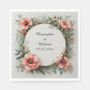 Elegante Bloemenschildering in Waterverf Frame Servet