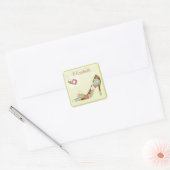 Elegante bloemenschoenen vierkante sticker (Envelop)