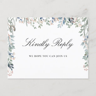 Elegante Bloemenscript Liedverzoek RSVP Briefkaart