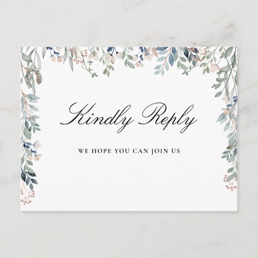 Elegante Bloemenscript Liedverzoek RSVP Briefkaart (Voorkant)