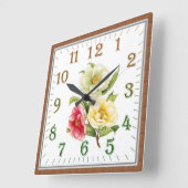 Elegante Bloemense Vierkante Acryl Wandklok (Hoek)