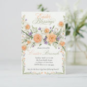 Elegante Bloemensegen Pasen Brunchuitnodiging Kaart (Staand voorkant)