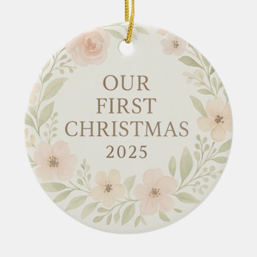 Elegante bloemensier kerstversiering  keramisch ornament (Voorkant)