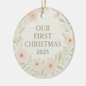 Elegante bloemensier kerstversiering  keramisch ornament (Links)