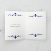 Elegante bloemensier navyblauw kantwerk dankkaart bedankkaart (Binnen)