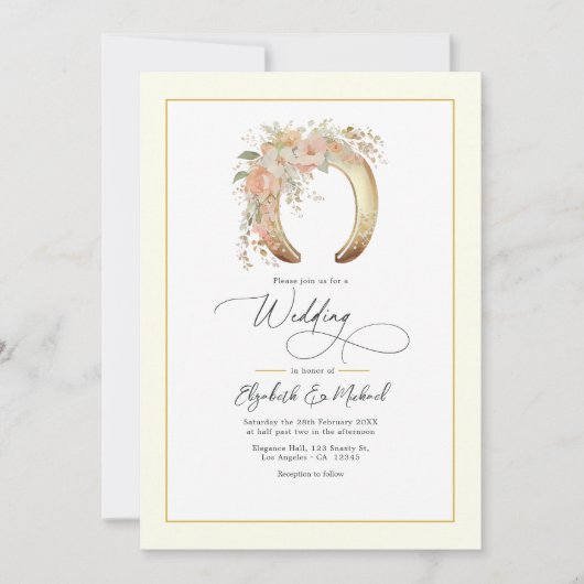 Elegante Bloemensier Westerse Trouw QR-code Kaart (Voorkant)