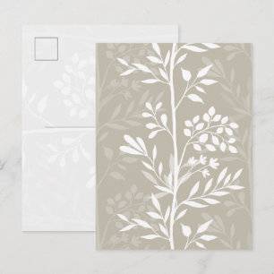 Elegante bloemensilhouet neutraal beige minimaal briefkaart
