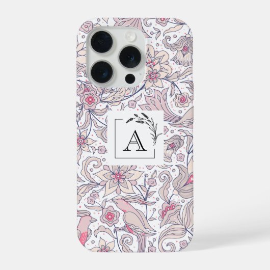 Elegante bloemensleutelhouder voor iPhone 15 Pro v iPhone Hoesje (Achterkant)