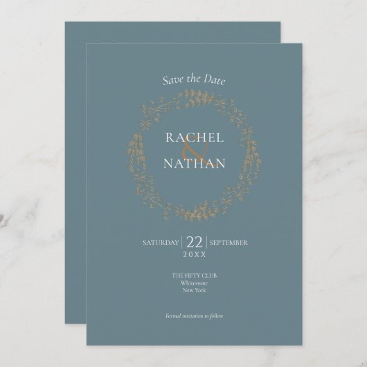 Elegante bloemenslingers | Bewaar de datum Kaart (Voorkant / Achterkant)