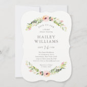 Elegante bloemenslingers bruidsfeest kaart (Voorkant)