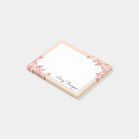 Elegante Bloemensluierscriptnaam Post-it® Notes (Schuin)