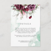Elegante bloemensmaragd groen & bordeaux bruiloft informatiekaartje (Voorkant)