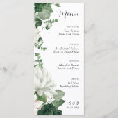 Elegante bloemensmaragd groene bruiloft menu (Voorkant)