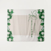 Elegante bloemensmaragd groene quinceanera achterg wandkleed (Voorkant (horizontaal))