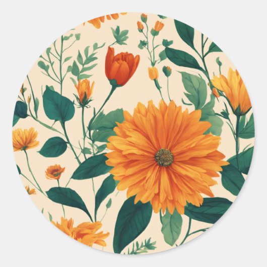 Elegante bloemenStickers Ronde Sticker (Voorkant)