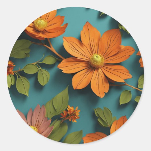 Elegante bloemenStickers Ronde Sticker (Voorkant)